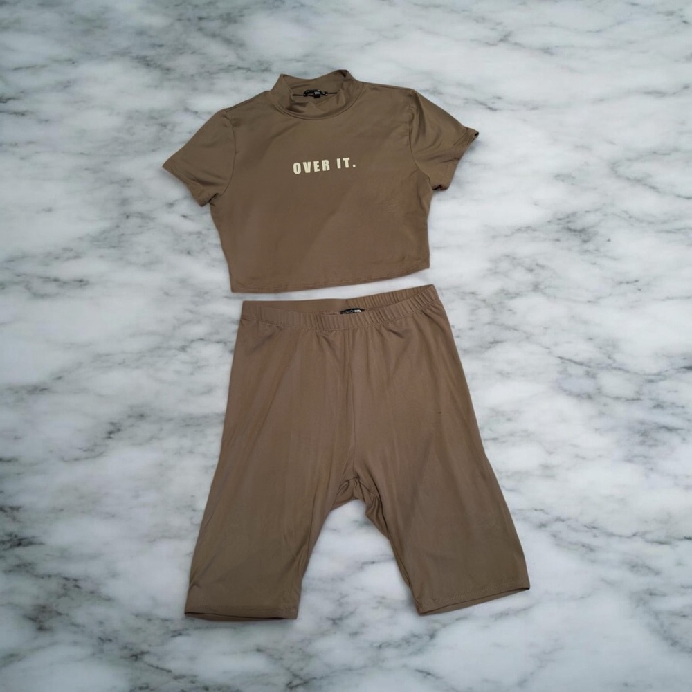RARE & SOLD OUT! Fashion Nova "Been Over It" Biker Short Set - Mocha